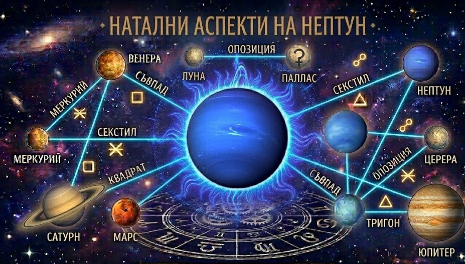 Натални аспекти на Нептун