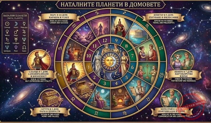 Наталните планети в домовете